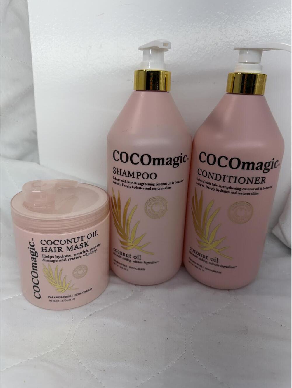 COCOmagic Coconut Oil Hair Care Set -32oz Shampoo & Conditioner + 16oz Hair Mask